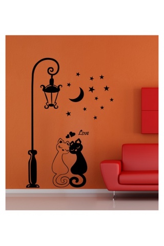 Lover Cats Kadife Duvar Sticker 114X173 Cm