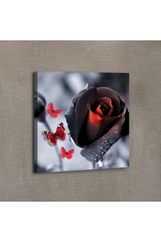 Red Rose 40x40 cm 3D Kanvas Tablo