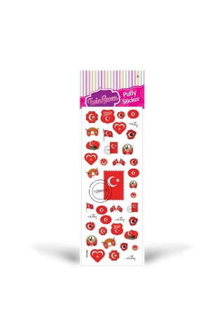 Türk Bayrağı Puffy Sticker 6,5x17 cm, Puffy Çıkartma, Puffy Yapıştırmaları