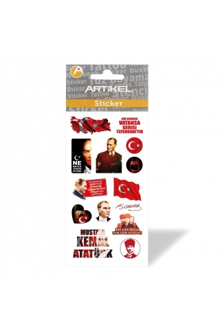 Atatürk-A Puffy Sticker,Atatürk Puffy Çıkartma, Atatürk Yapıştırmaları 12x23,5 cm