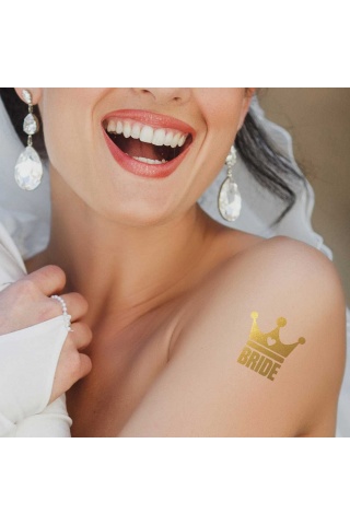 Tekli Bride Tattoo 19 - Altın Yaldız - 5,5x5,5cm - Geçici Dövme