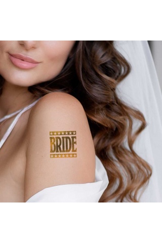 Tekli Bride Tattoo 21 - Altın Yaldız - 5,5x5,5cm - Geçici Dövme