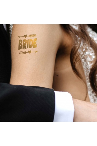 Tekli Bride Tattoo 28 - Altın Yaldız - 5,5x5,5cm - Geçici Dövme