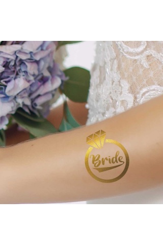 Tekli Bride Tattoo 29 - Altın Yaldız - 5,5x5,5cm - Geçici Dövme