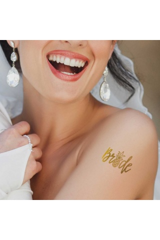 Tekli Bride Tattoo 30 - Altın Yaldız - 5,5x5,5cm - Geçici Dövme