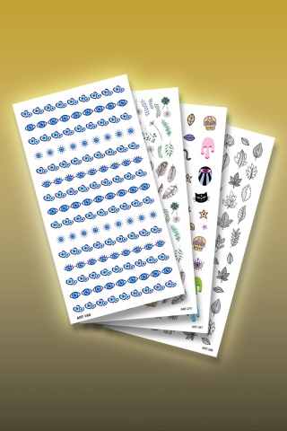 4'lü Tırnak Dövmesi Seti, Tırnak Sticker Seti, Nail Art, Tattoo