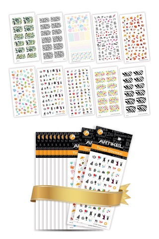 10'lu Tırnak Dövmesi Seti -10, Tırnak Sticker Seti, Nail Art, Tattoo ART-588