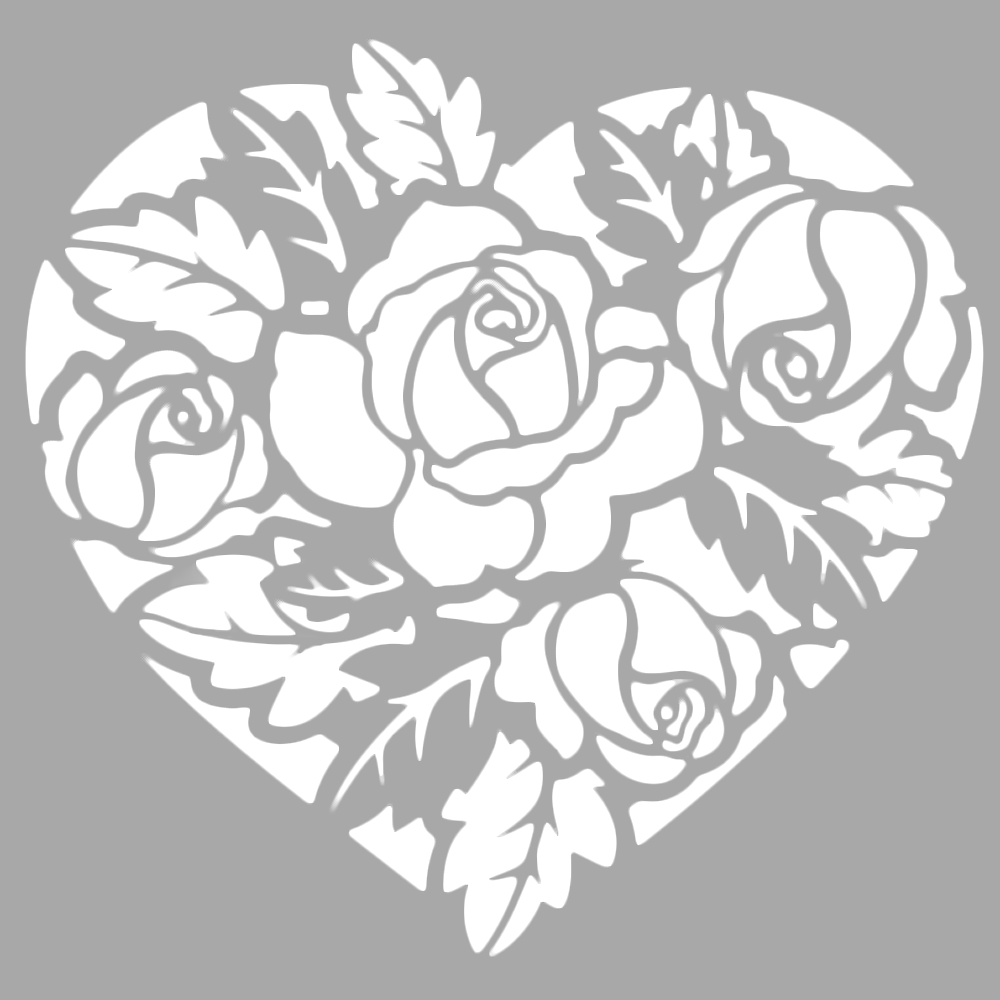 Heart with Roses Stencil